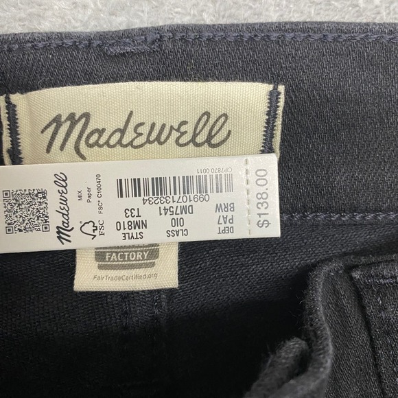 Madewell Jeans Womens 33 Tall Black Kick Out Crop‎ Cali Demi Flare NM810 - Picture 6 of 13